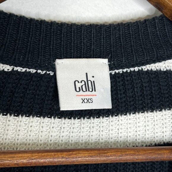 Cabi 5289 Black White Striped V-Neck Oversized Cardigan Sweater Size XXS - Picture 4 of 10
